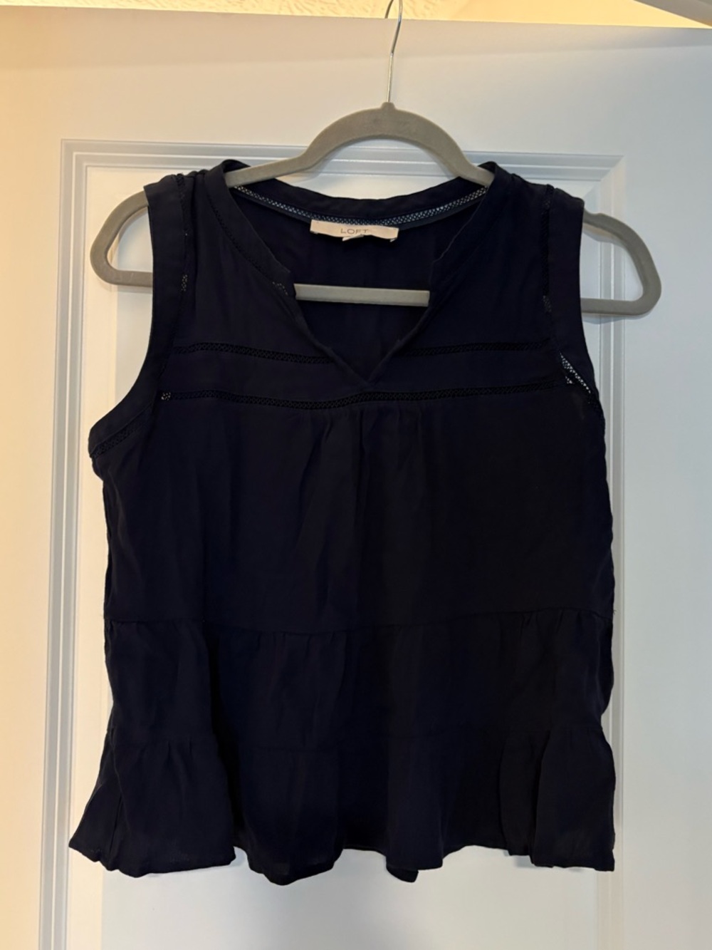 LOFT Navy Blue Sleeveless Peplum Tank Top Size Small